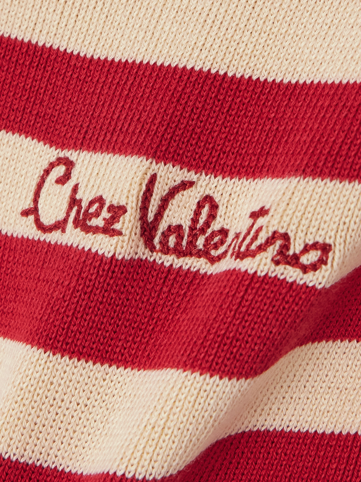 Valentino Embroidered Striped Ribbed-knit Cotton Sweater In Red