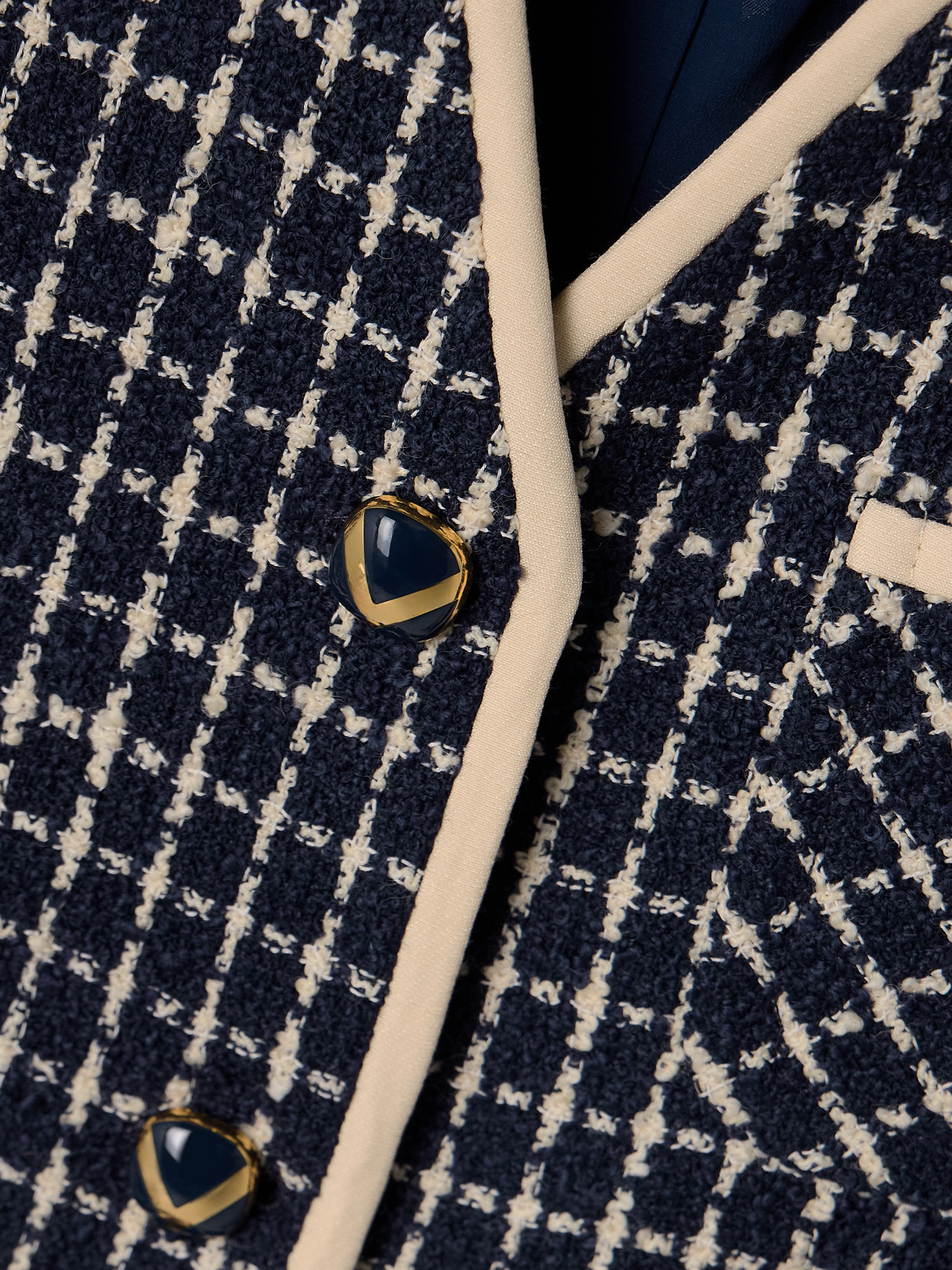 Valentino Boucle Wool Blend Jacket With Contrast Trim In Blue