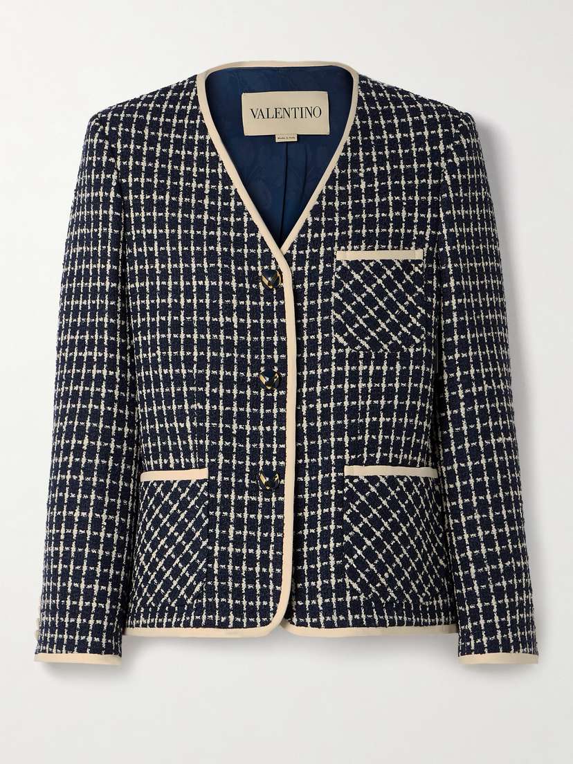 Valentino Garavani Crepe-trimmed Checked Wool-blend Tweed Jacket