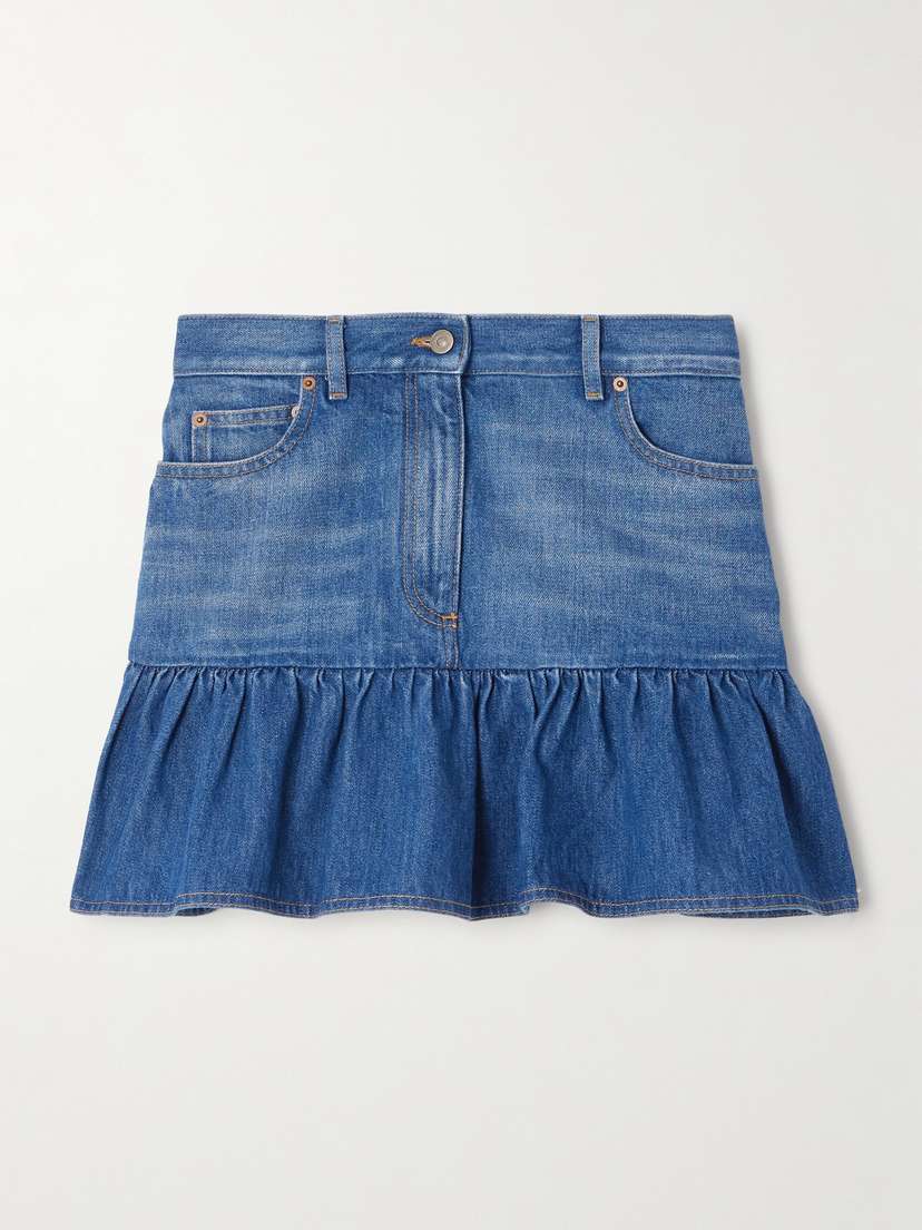Valentino Garavani Ruffled Denim Mini Skirt