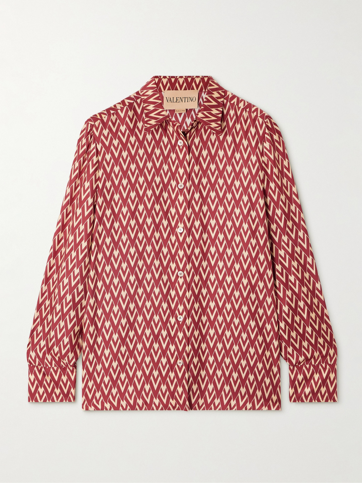 Valentino Printed Silk-twill Shirt In Red