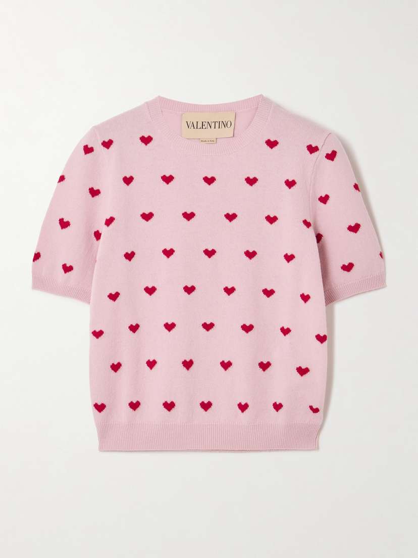 Valentino Garavani Cropped Intarsia Wool Sweater