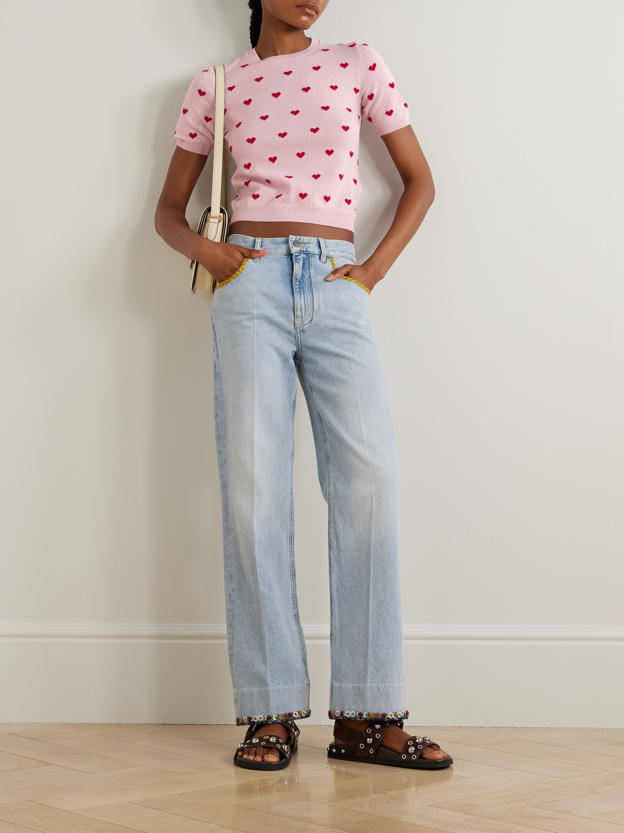 Valentino Cropped Intarsia Wool Sweater