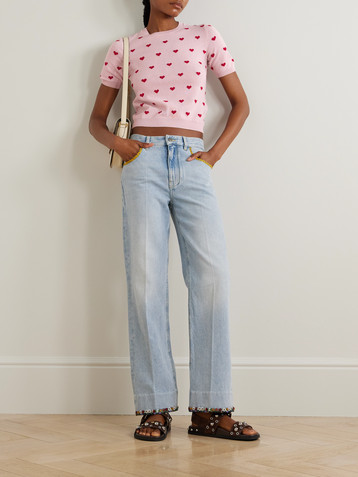 Valentino Garavani Cropped intarsia wool sweater