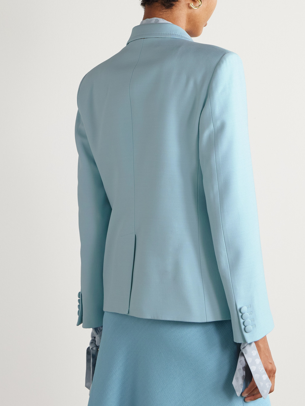 Valentino Garavani Structured Light Blue Crepe Couture Blazer
