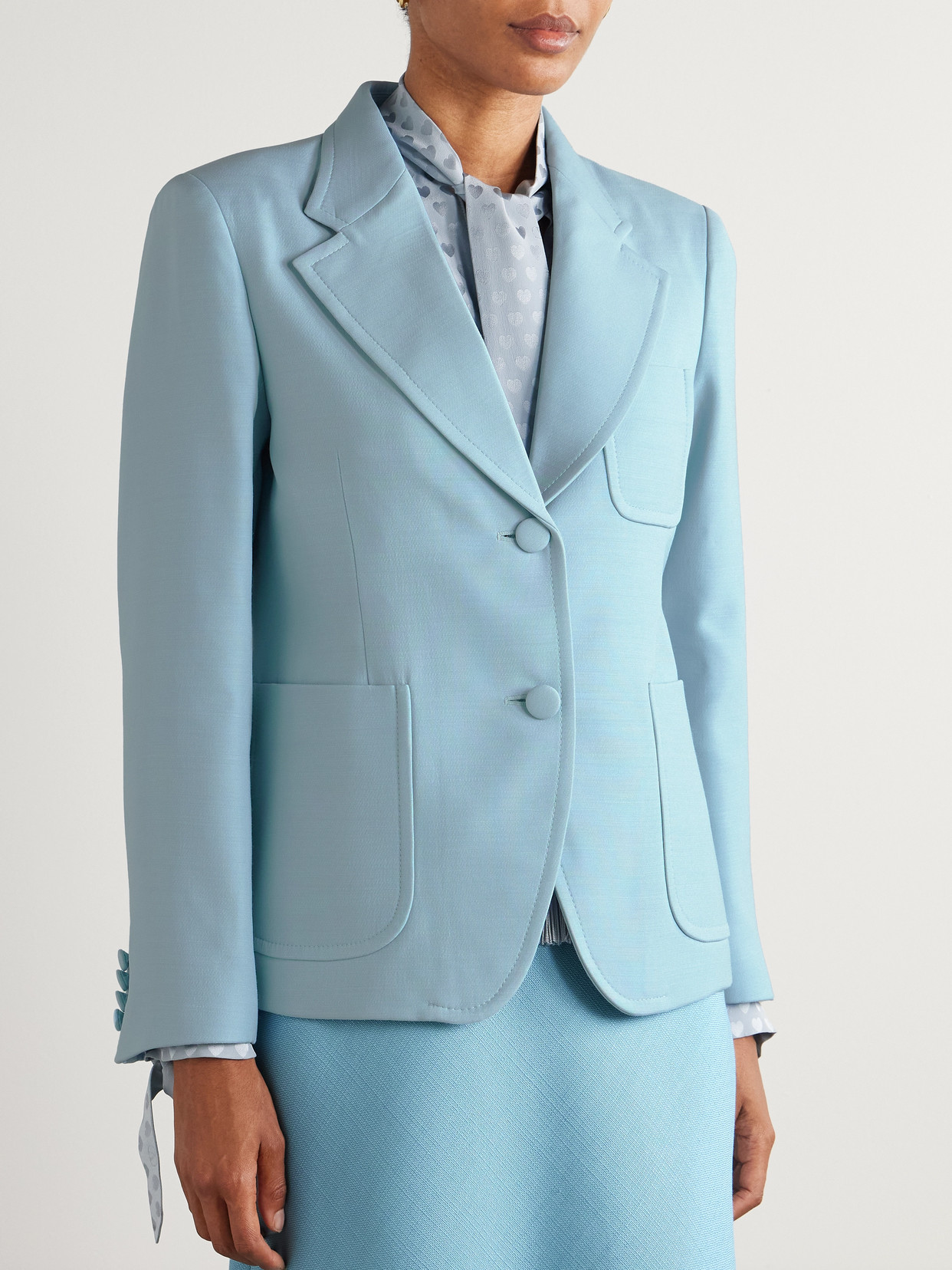 Valentino Garavani Structured Light Blue Crepe Couture Blazer