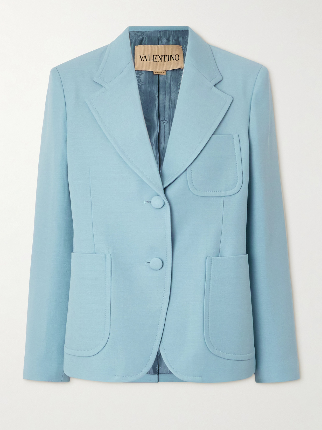 Valentino Garavani Structured Light Blue Crepe Couture Blazer