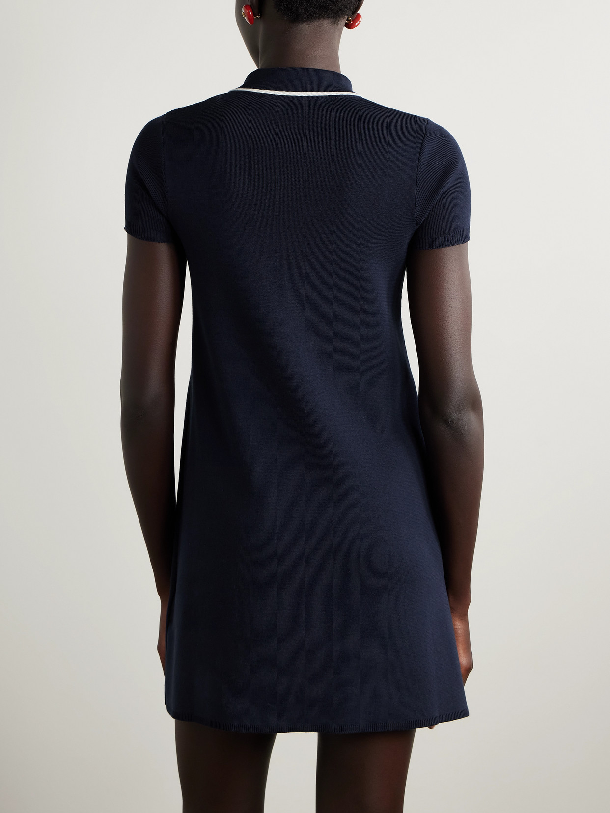 Valentino Embellished Ribbed Cotton Mini Dress