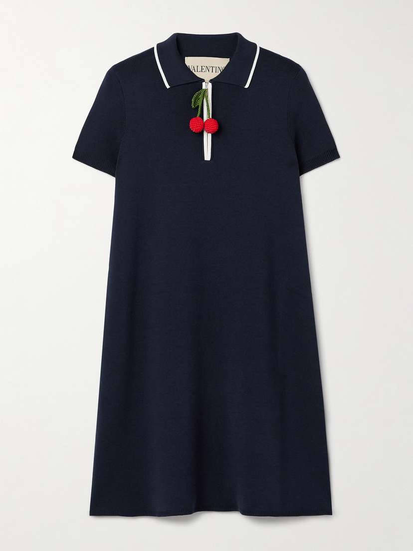 Valentino Garavani — Embellished ribbed cotton mini dress