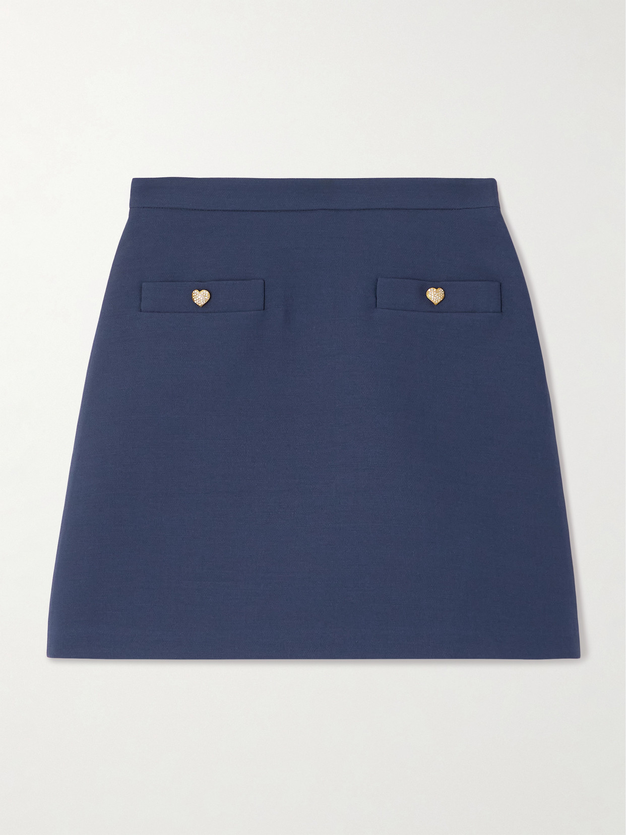 Valentino Button-embellished Wool And Silk-blend Mini Skirt