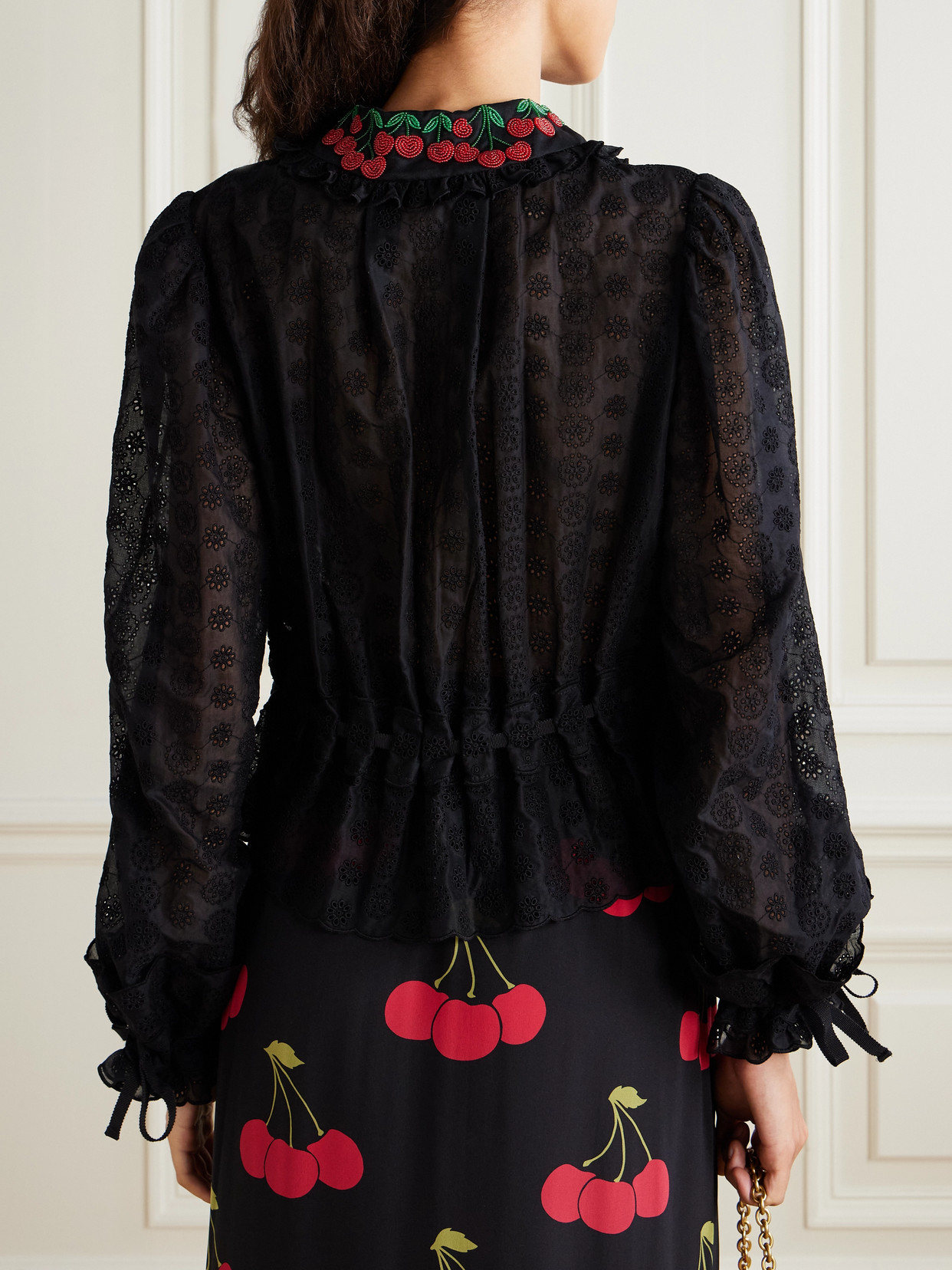 Garavani - Bead-Embellished Scalloped Broderie Anglaise Cotton Blouse