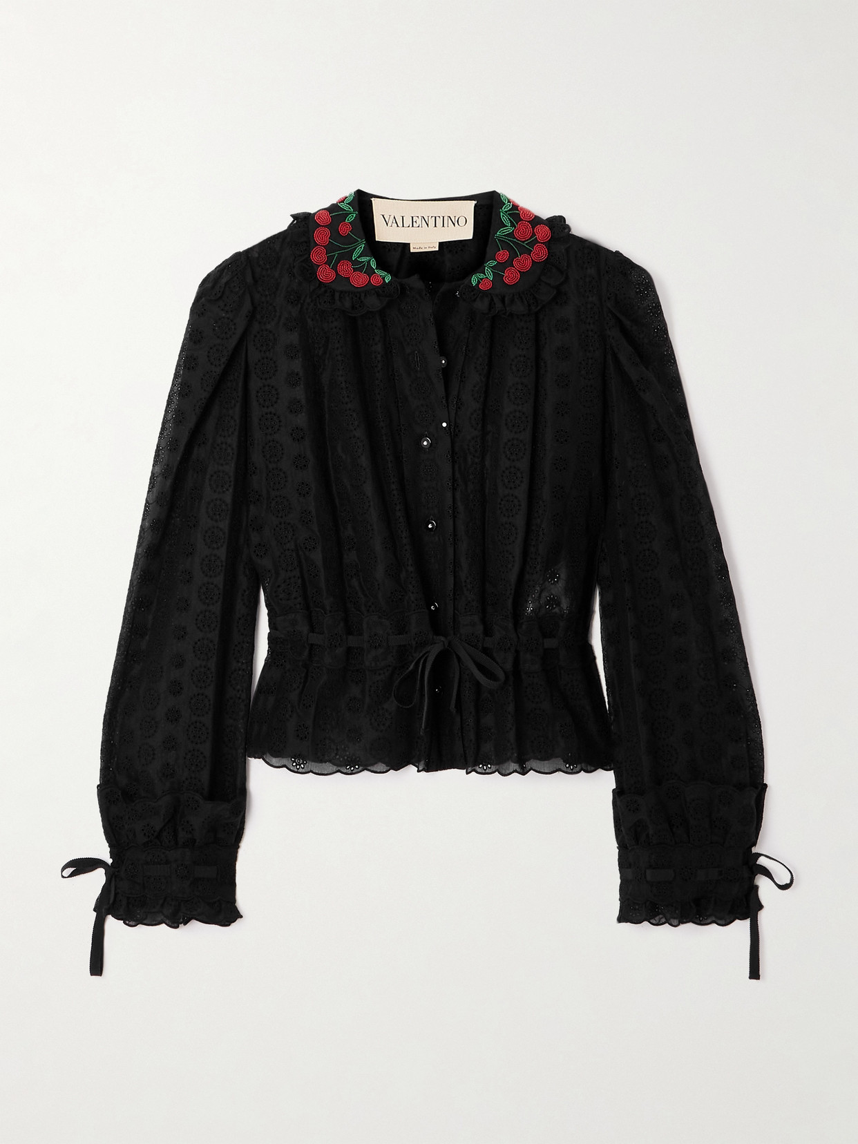 Garavani - Bead-Embellished Scalloped Broderie Anglaise Cotton Blouse