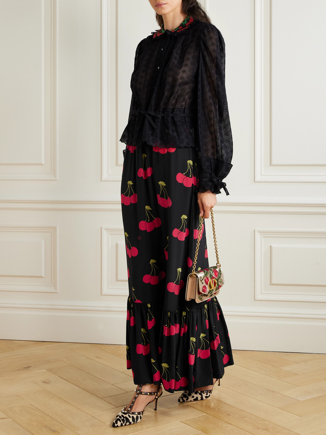Garavani - Bead-Embellished Scalloped Broderie Anglaise Cotton Blouse