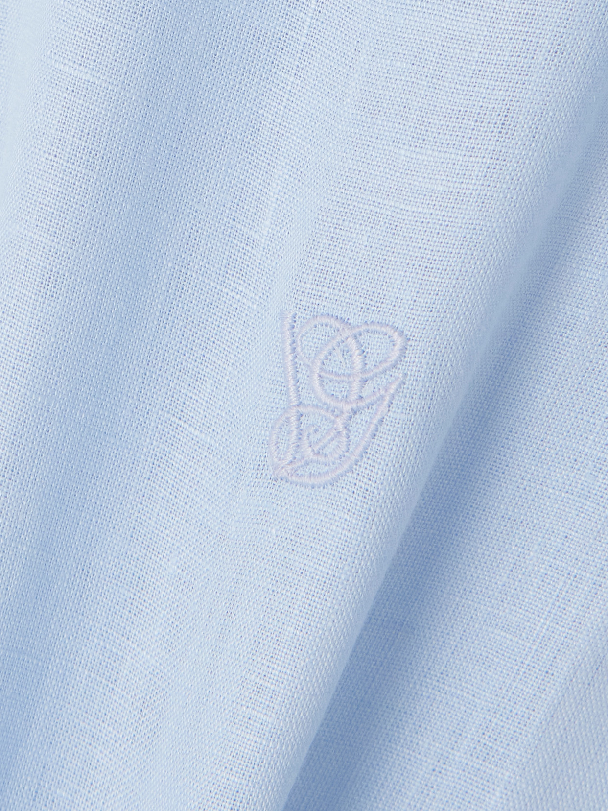 Valentino Embroidered Linen Shirt In Blue