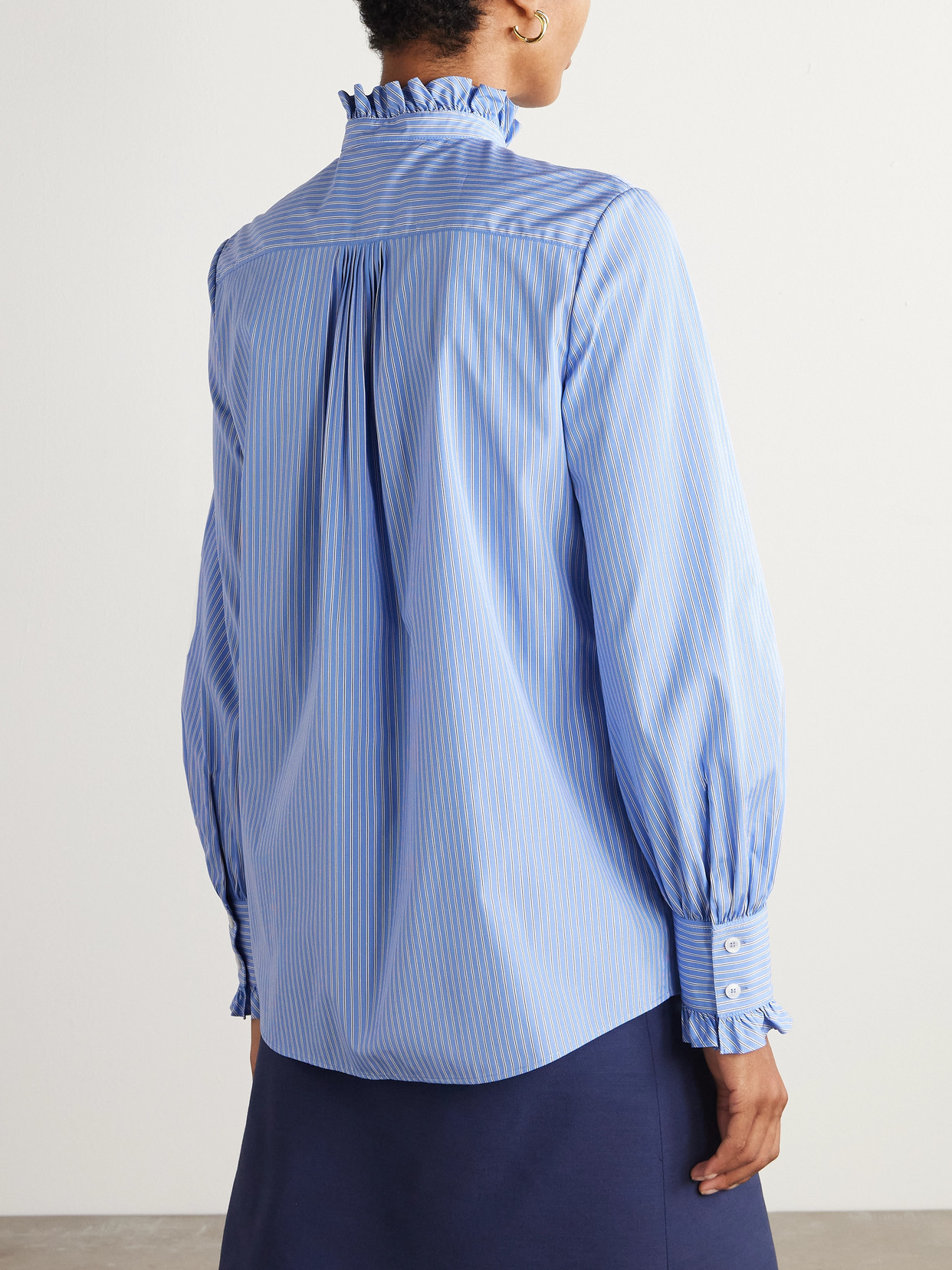 Garavani - Ruffled Striped Cotton-Poplin Shirt