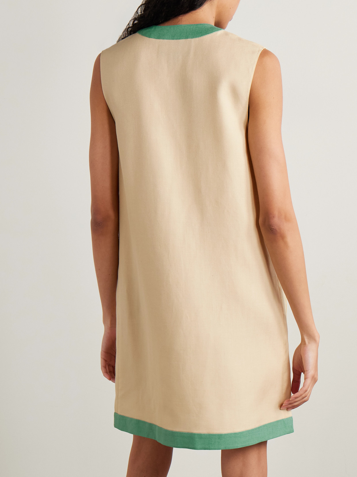 Valentino Two-tone Canvas Mini Dress In Beige