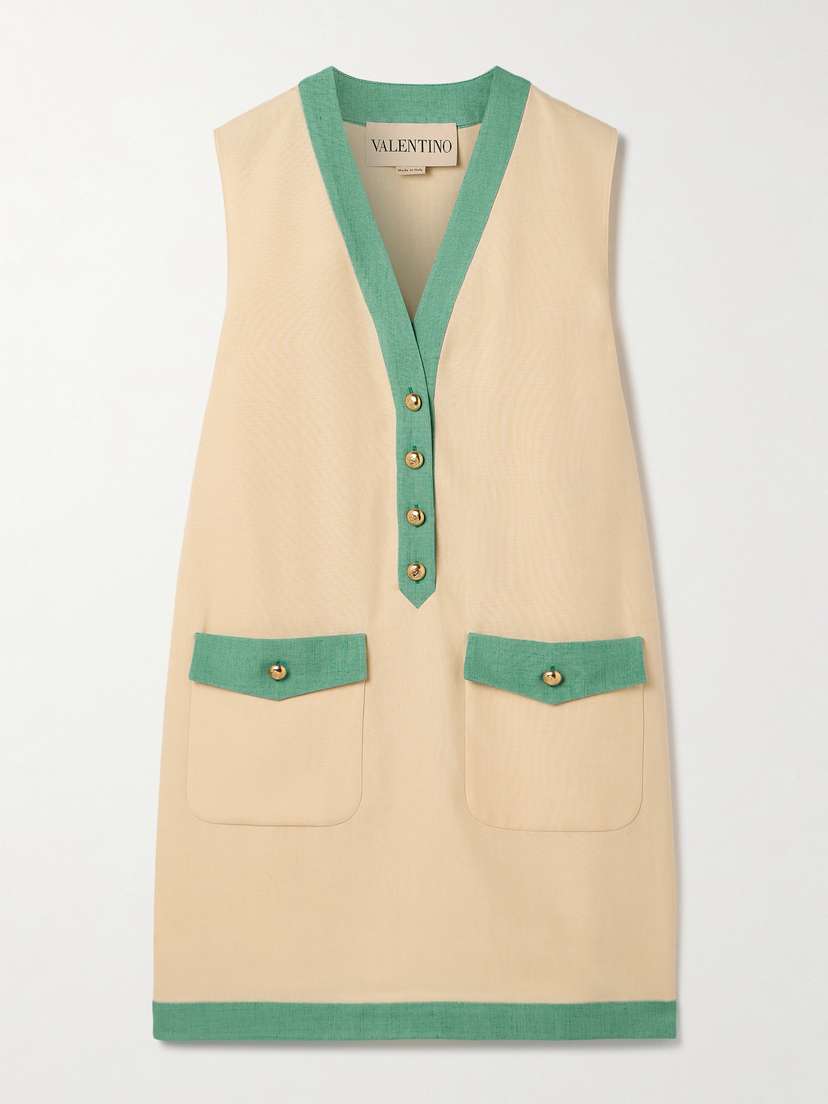 Valentino Garavani — Two-tone canvas mini dress