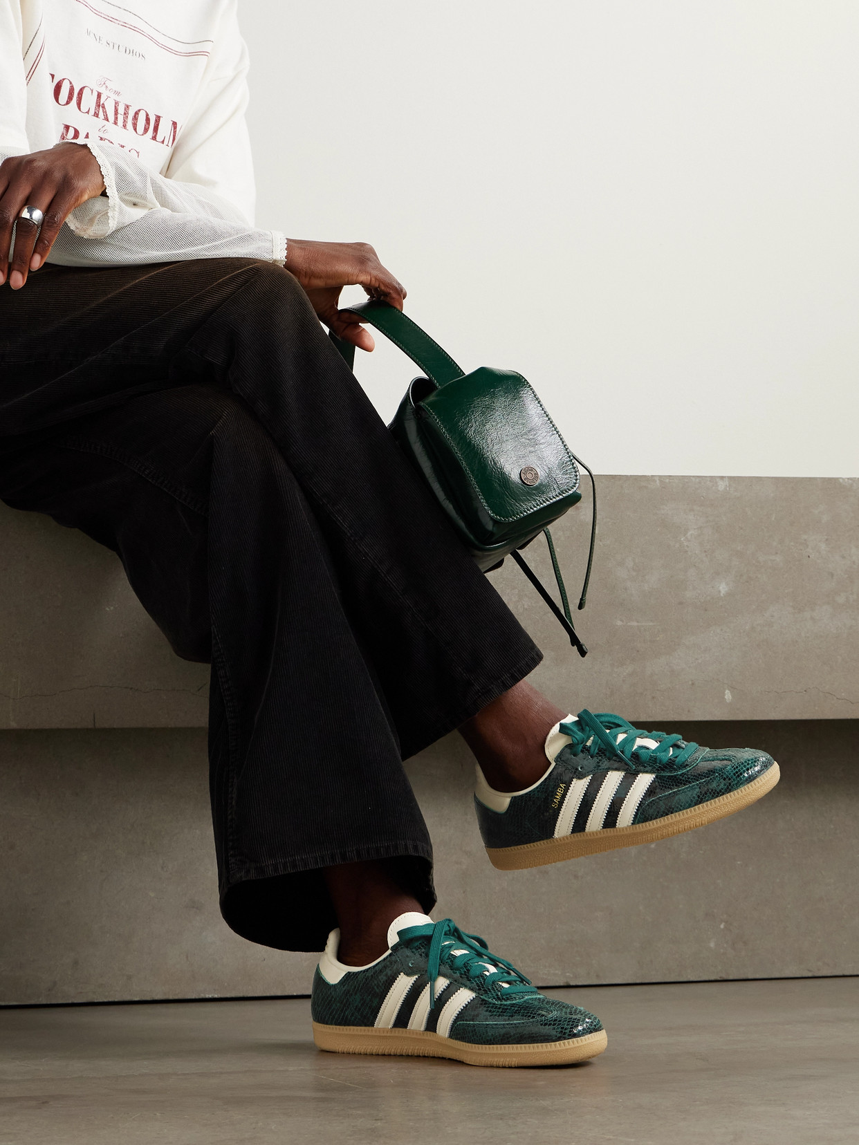 Samba Og Leather-Trimmed Snake-Effect Sneakers