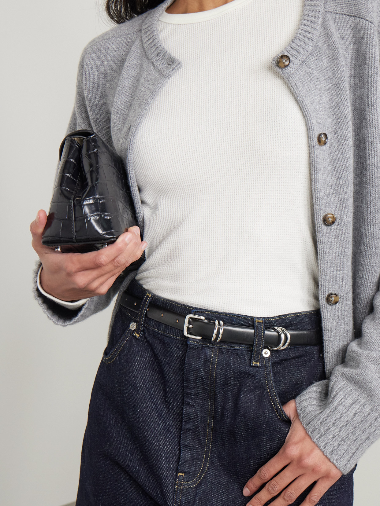 Dehanche Constance Medium Leather Belt In Black