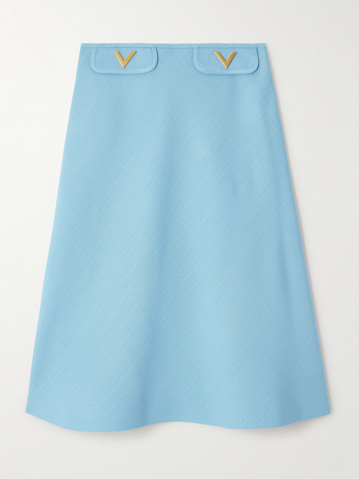 Valentino Embellished Canvas Midi Skirt In Blue
