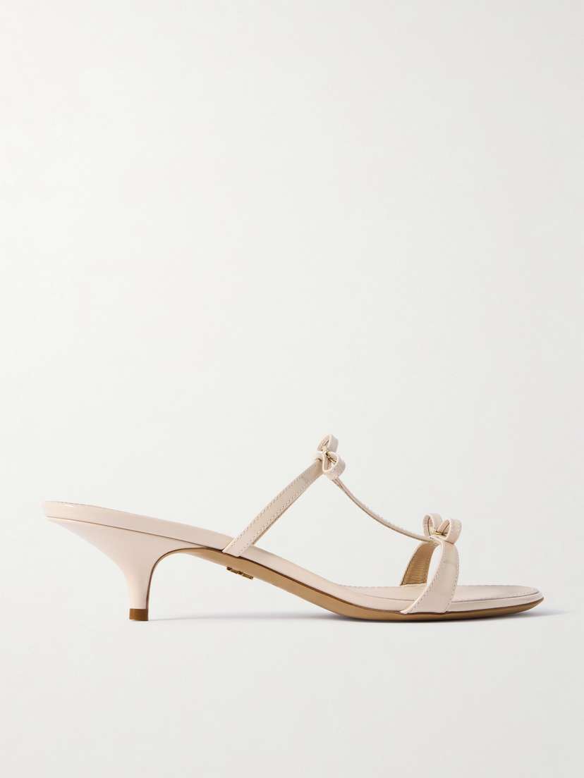 Ferragamo Abili Bow-detailed Patent-leather Mules