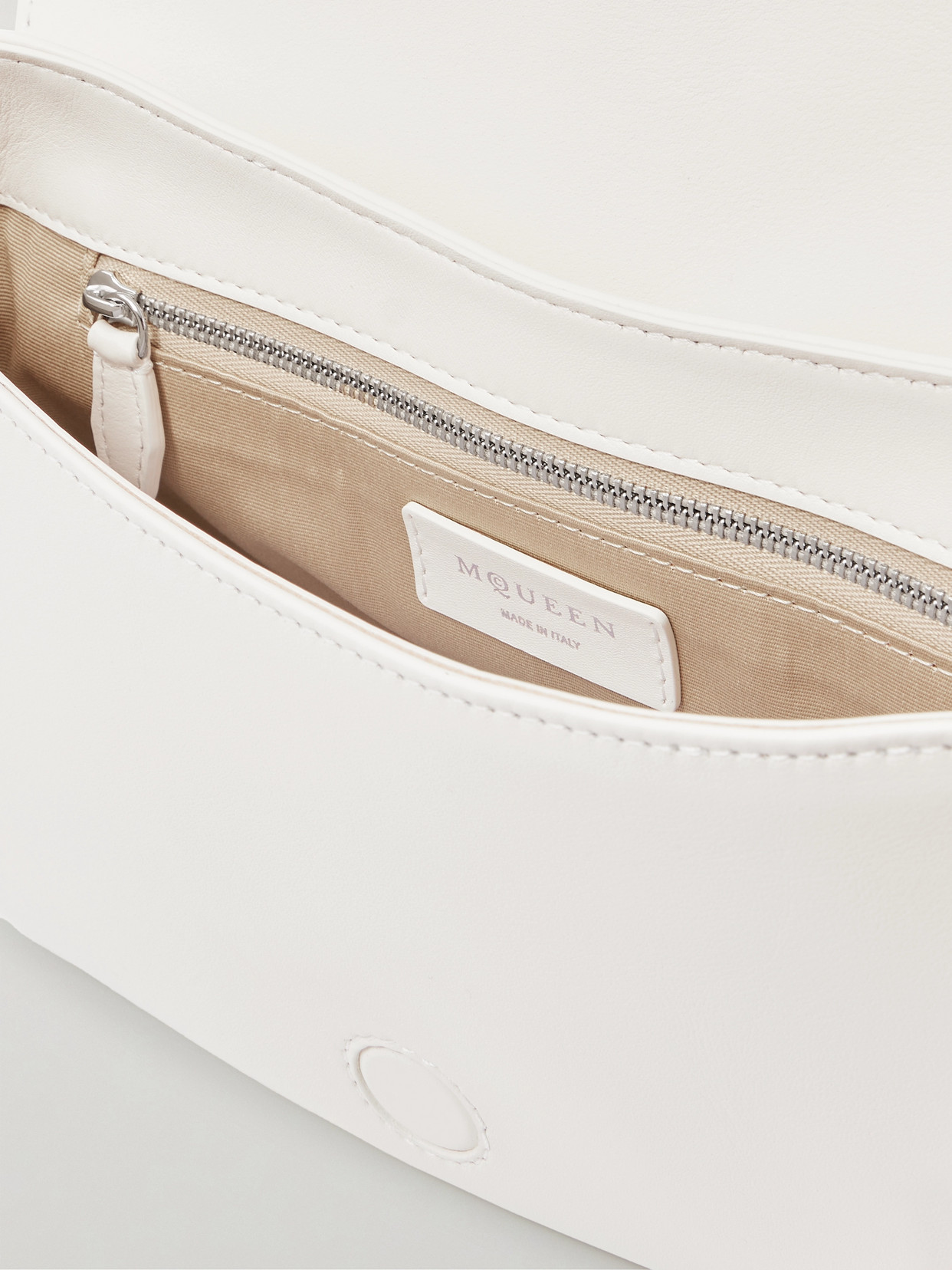 Alexander Mcqueen Buckle-embellished Leather Shoulder Bag In Ivory