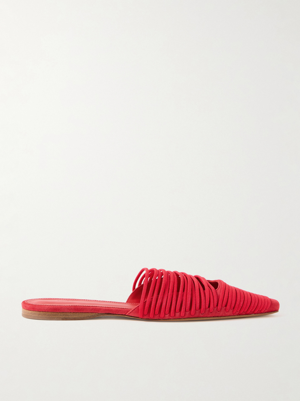 Tove Kenly Cord-trimmed Suede Mules In Red