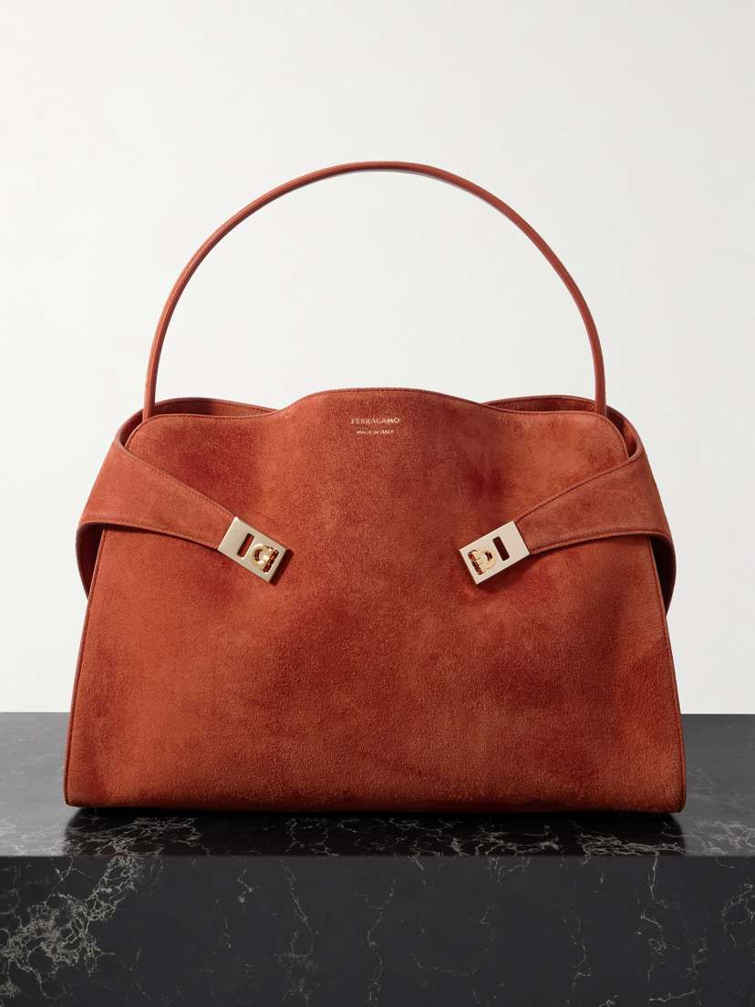 Ferragamo Hug Medium Suede Tote