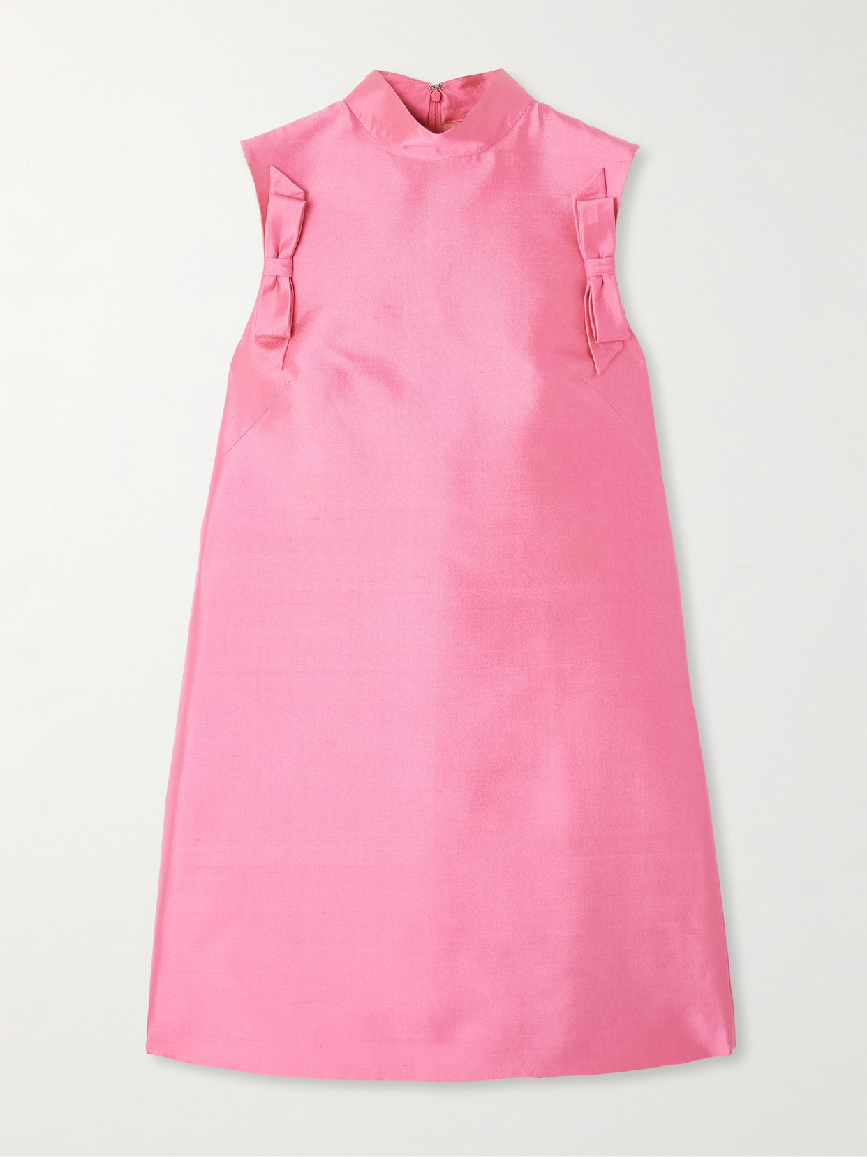 Valentino Bow-detailed Silk-twill Mini Dress In Pink