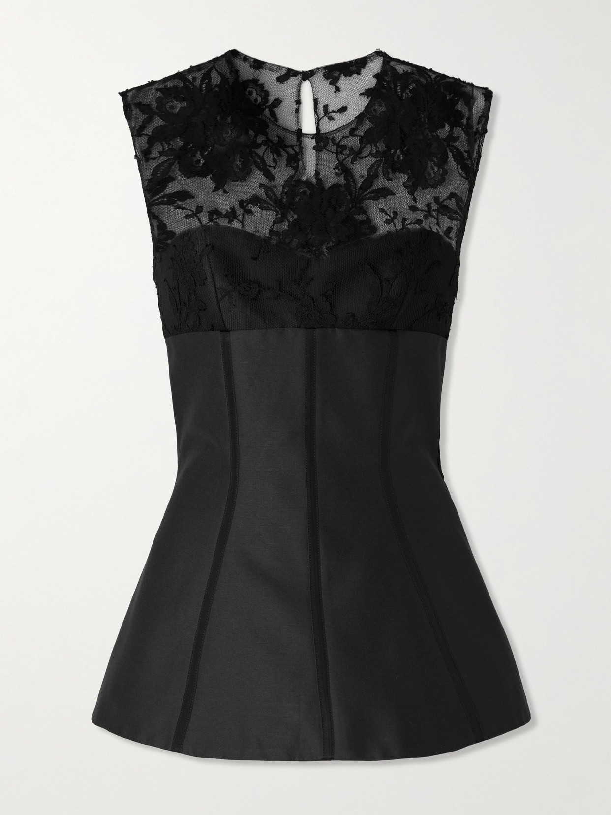 Alexander Mcqueen Lace-paneled Cotton-blend Top In Black