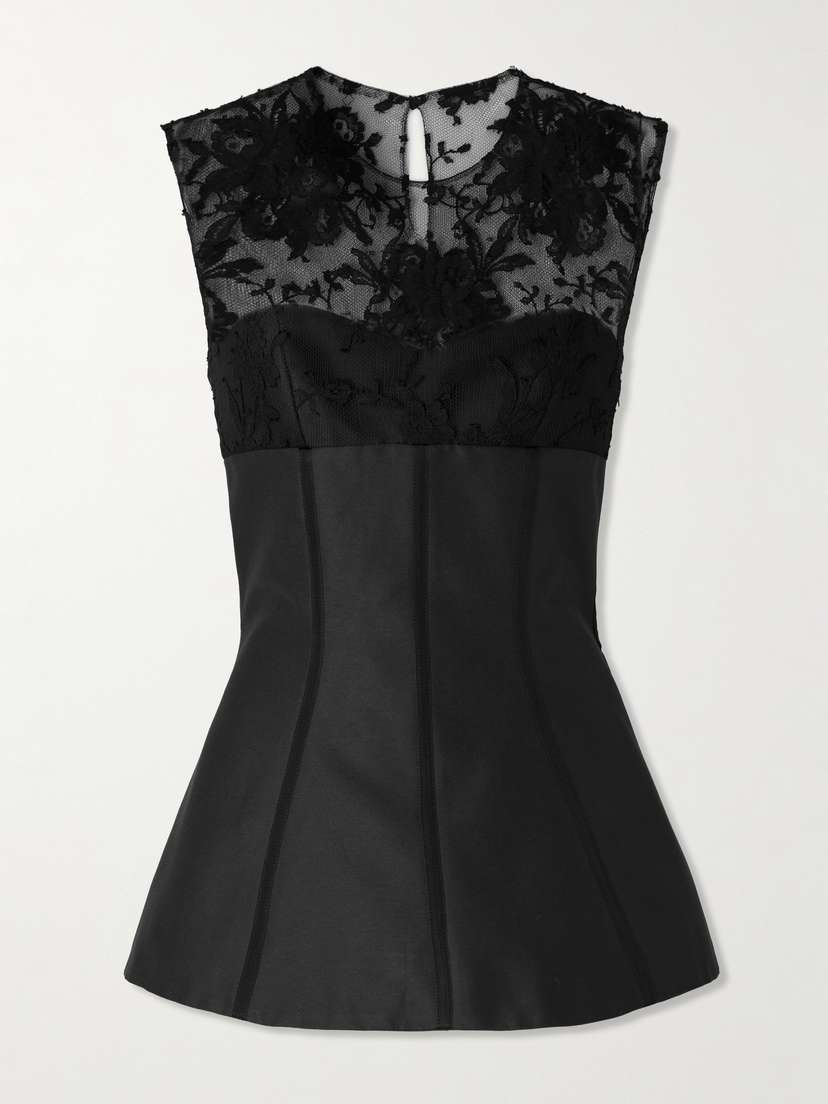 McQueen Lace-paneled Cotton-blend Top