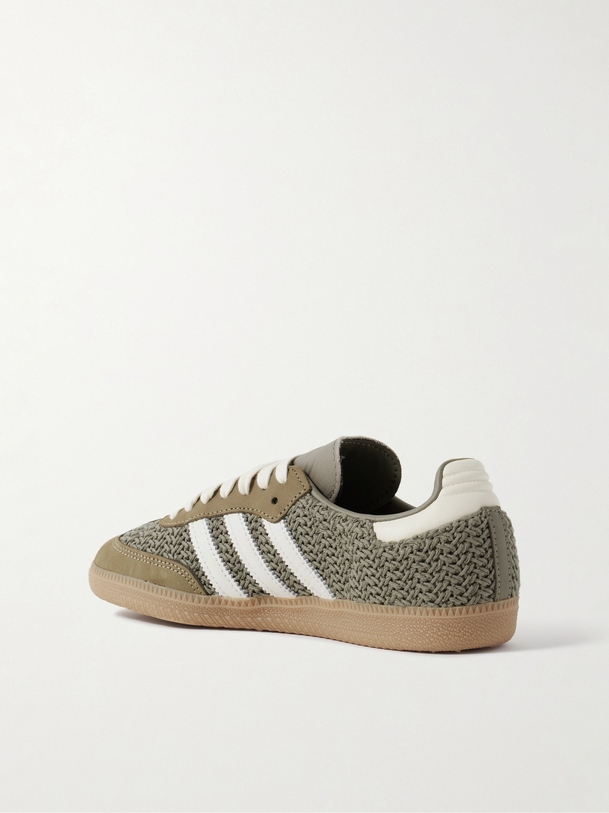 adidas Originals Samba OG leather and suede-trimmed crochet sneakers thumbnail