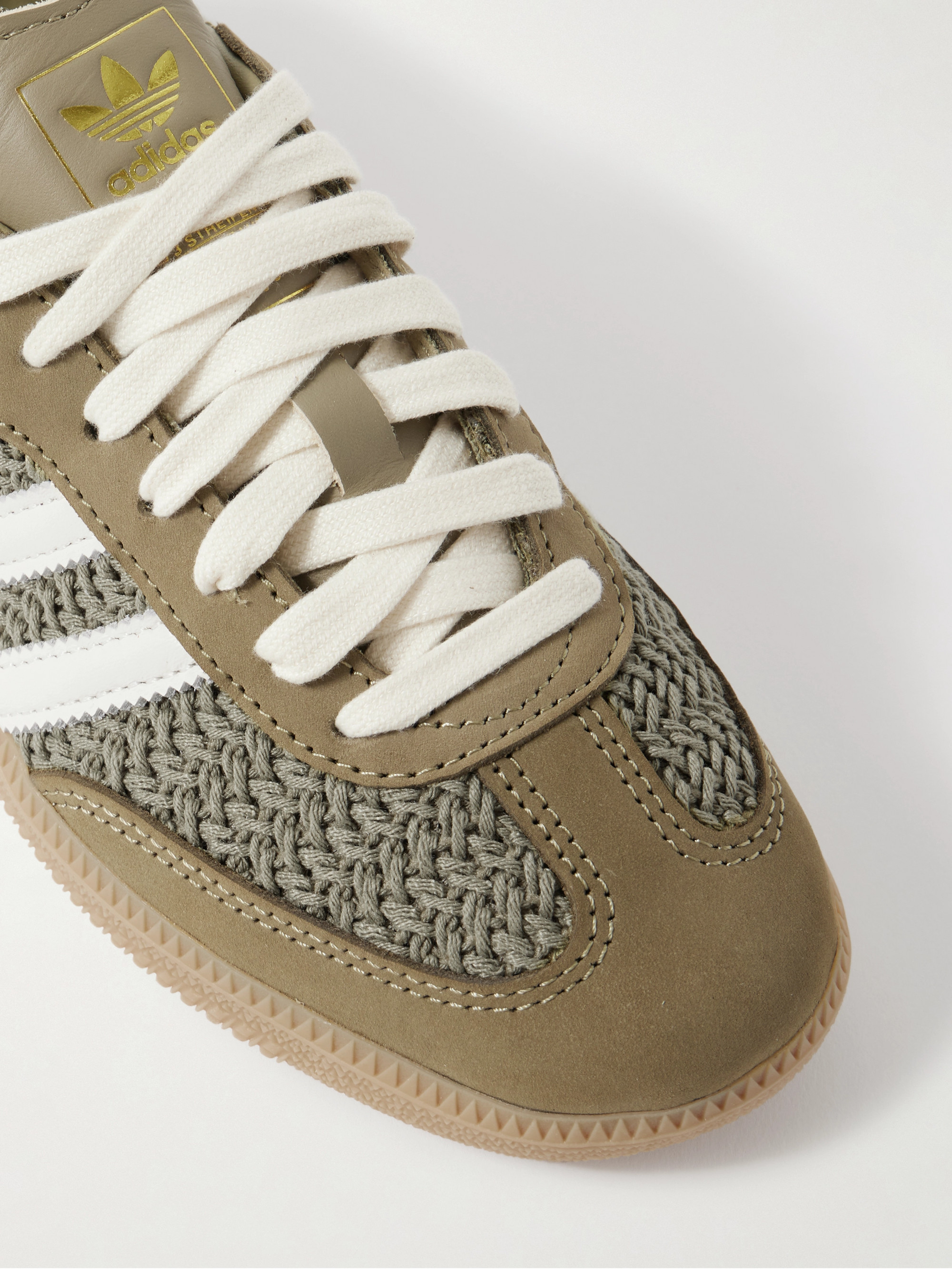 adidas Originals Samba OG leather and suede-trimmed crochet sneakers thumbnail