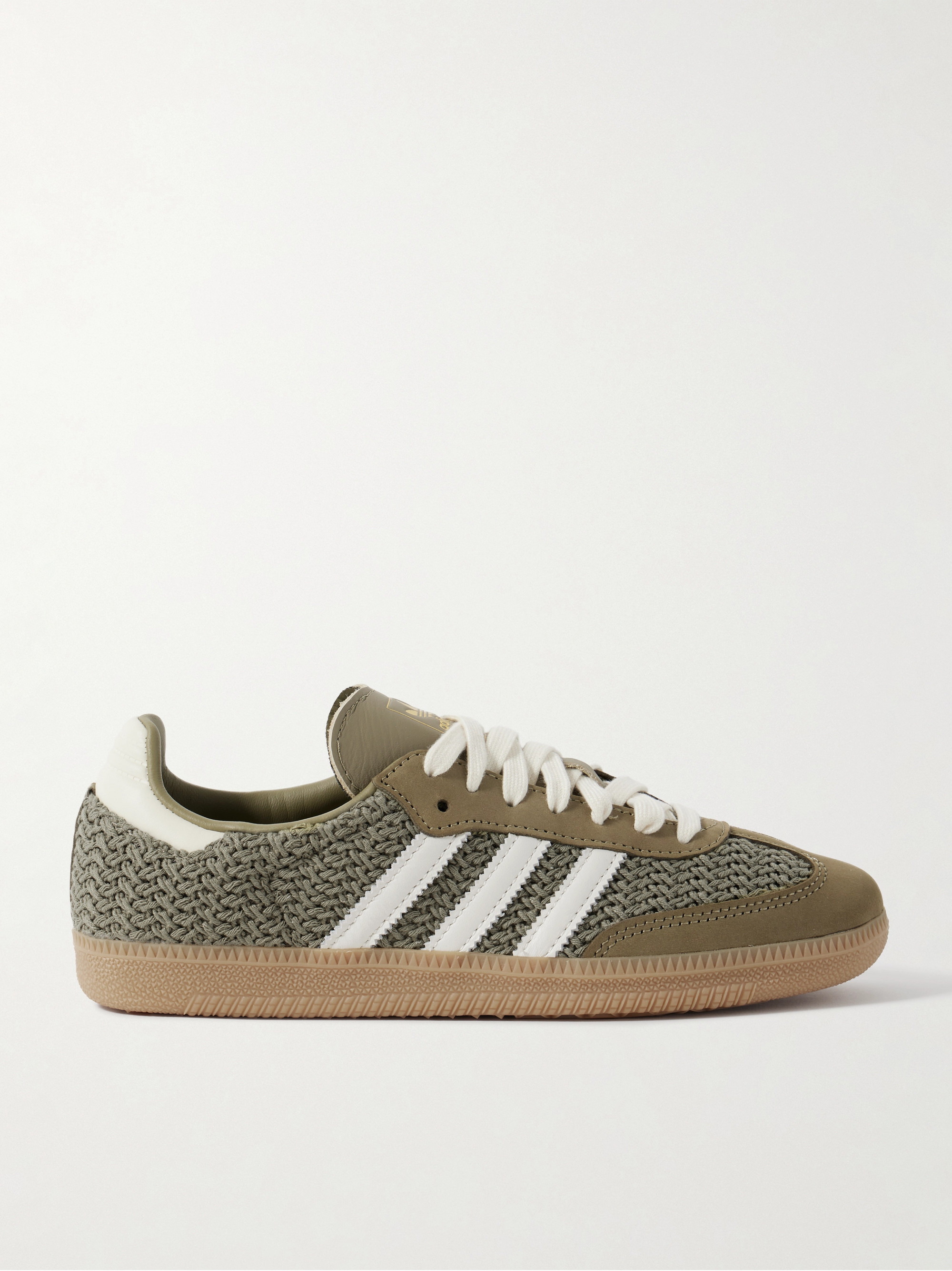 adidas Originals Samba OG leather and suede-trimmed crochet sneakers