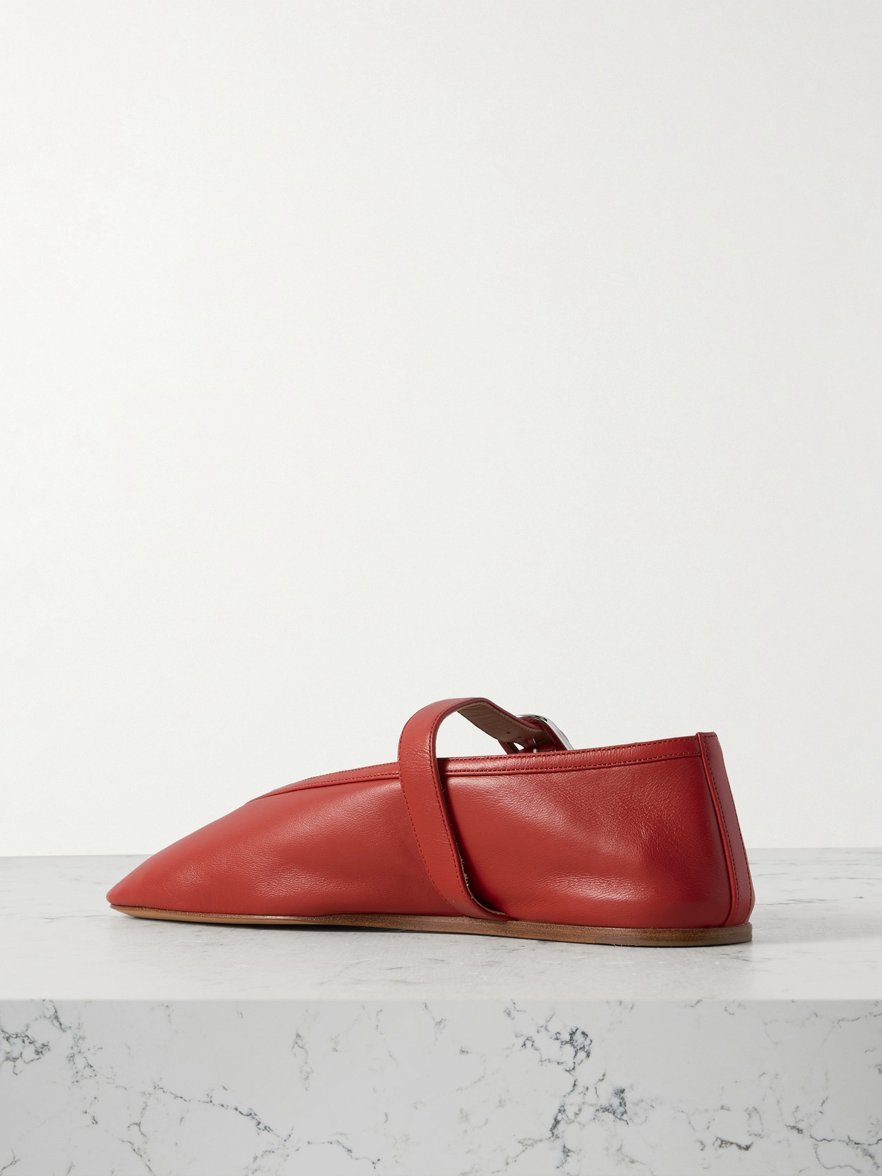 Le Monde Beryl Stella Leather Mary Jane Ballet Flats In Red