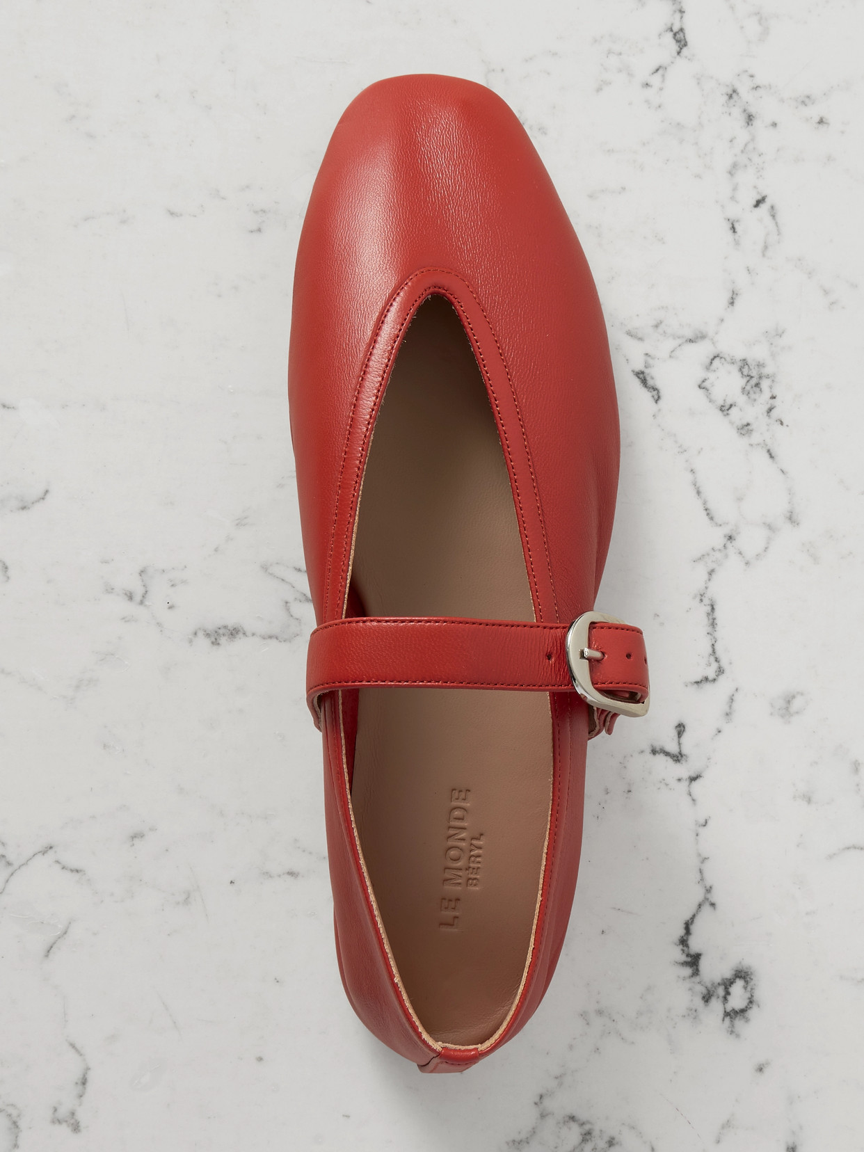 Le Monde Beryl Stella Leather Mary Jane Ballet Flats In Red