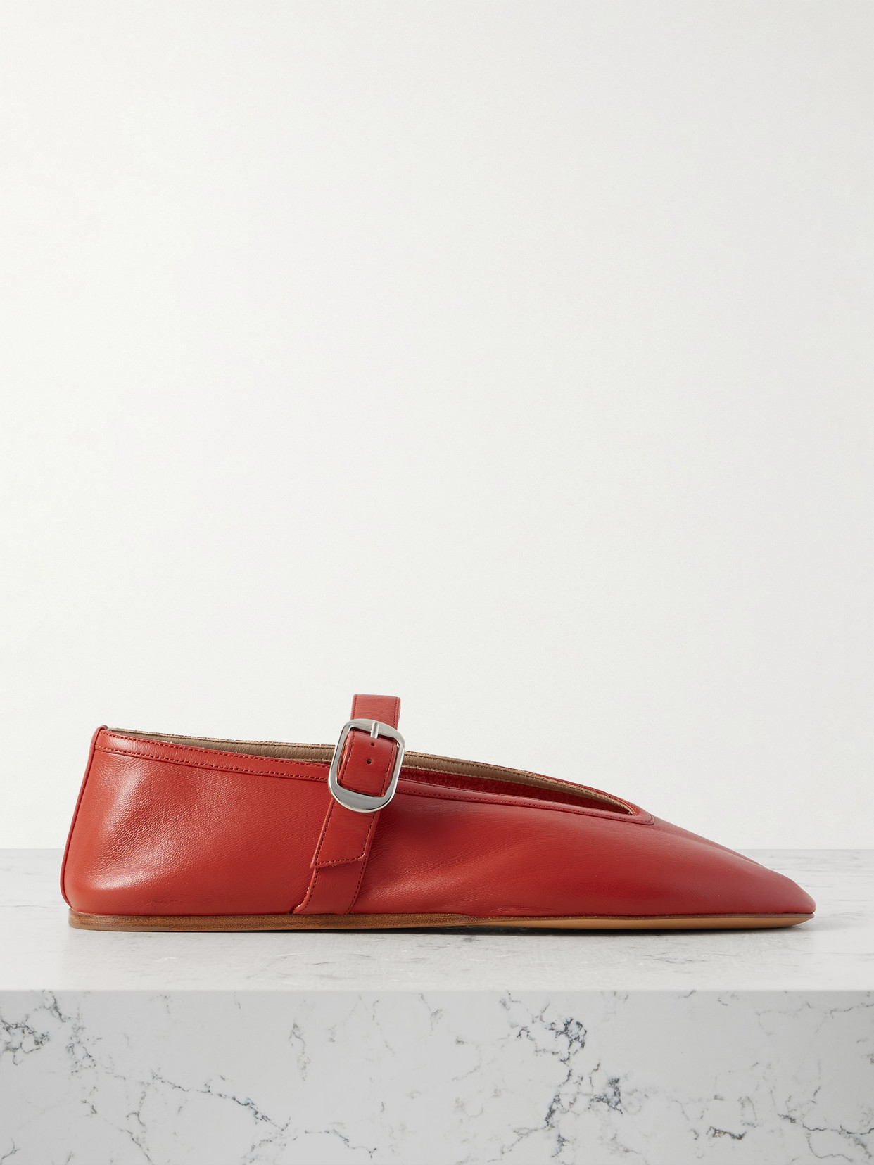 Le Monde Beryl Stella Leather Mary Jane Ballet Flats In Red