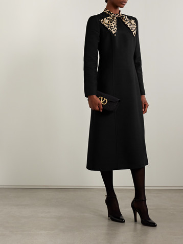 Valentino Garavani Embellished leopard-print wool and silk-blend midi dress