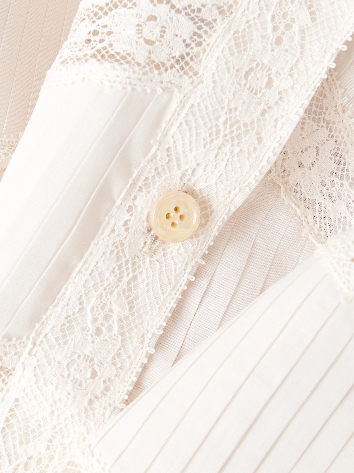 Garavani - Lace-Trimmed Pintucked Cotton-Poplin Shirt