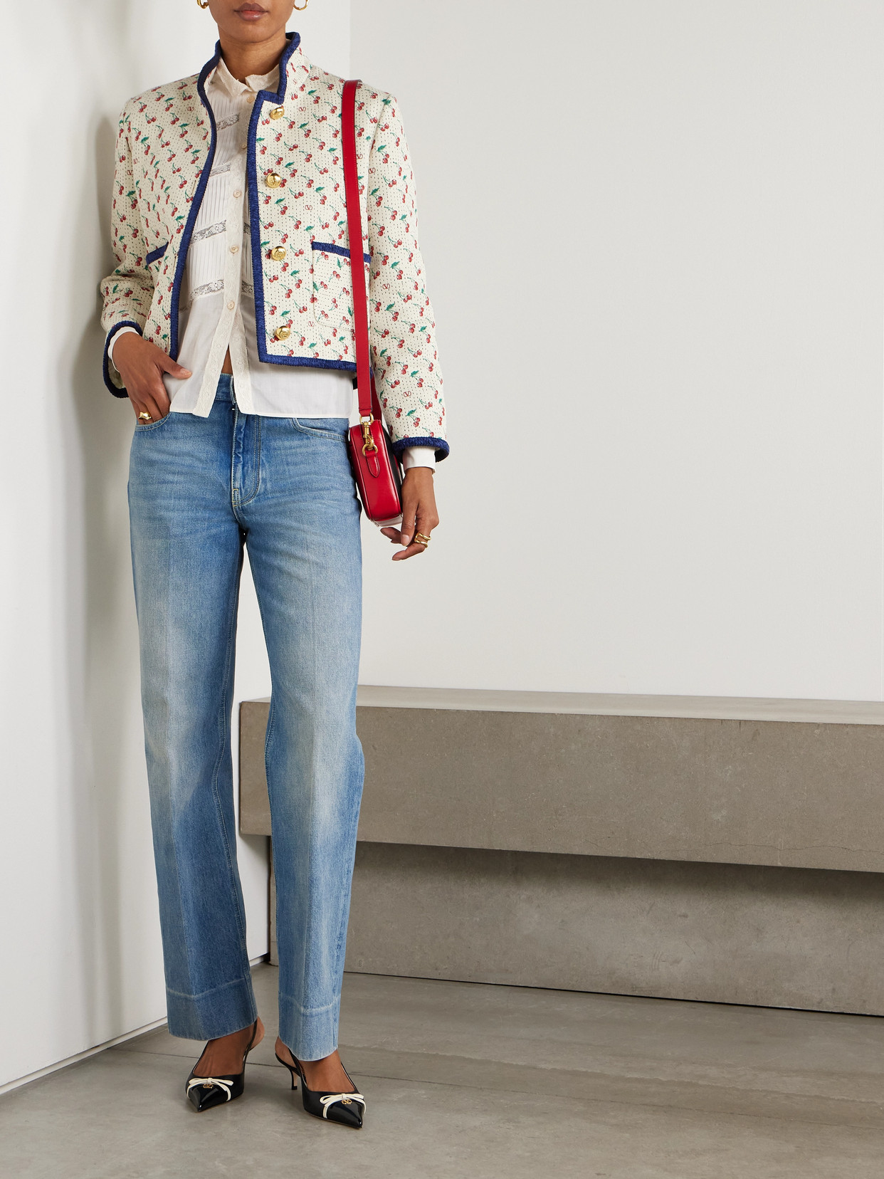 Garavani - Lace-Trimmed Pintucked Cotton-Poplin Shirt
