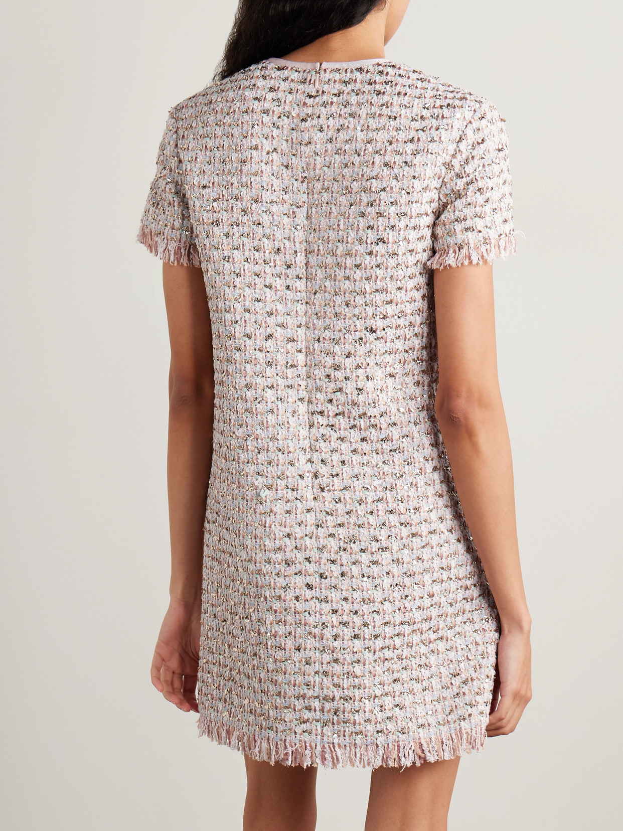 Valentino Knee Length Dress Fringe Detailing In Pink