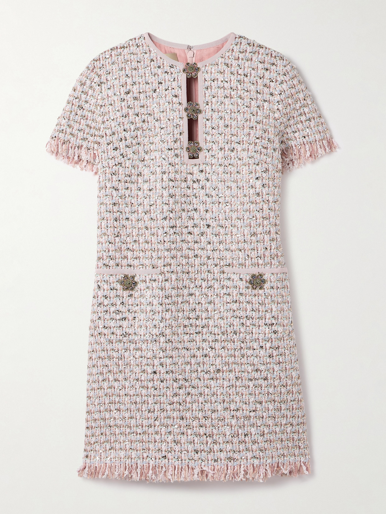 Valentino Knee Length Dress Fringe Detailing In Pink