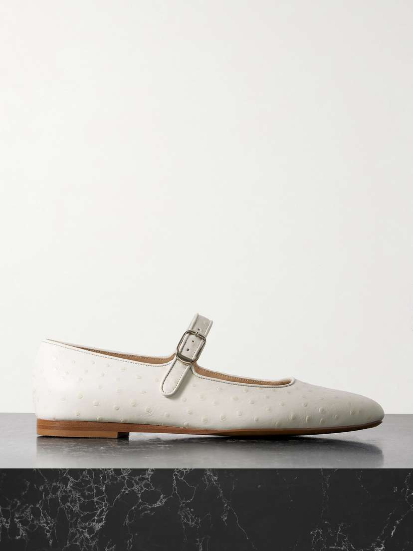 Le Monde Béryl Ostrich-effect Leather Mary Jane Ballet Flats