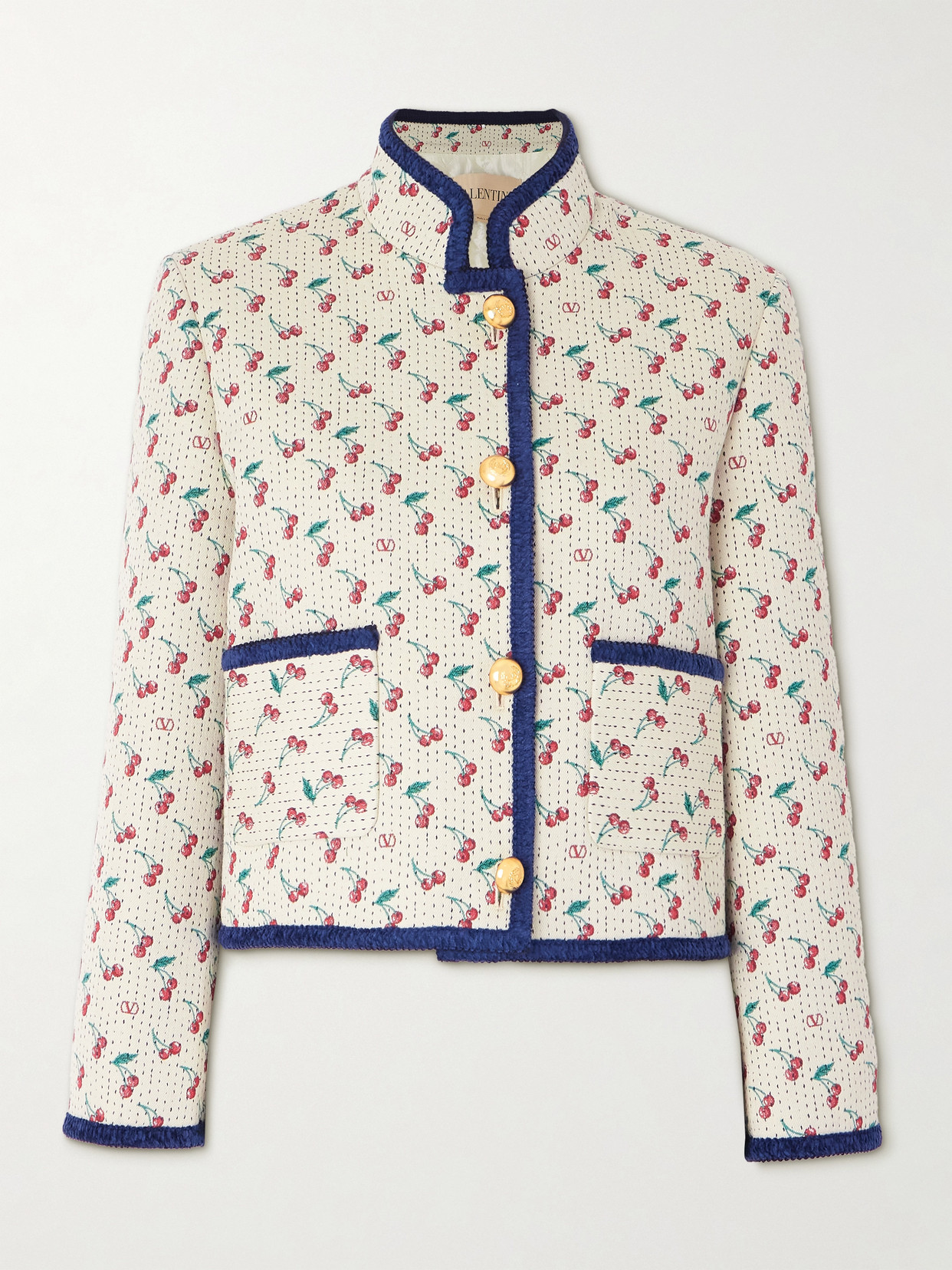 Valentino Jacquard Jacket With Button Detailing And Front Pockets