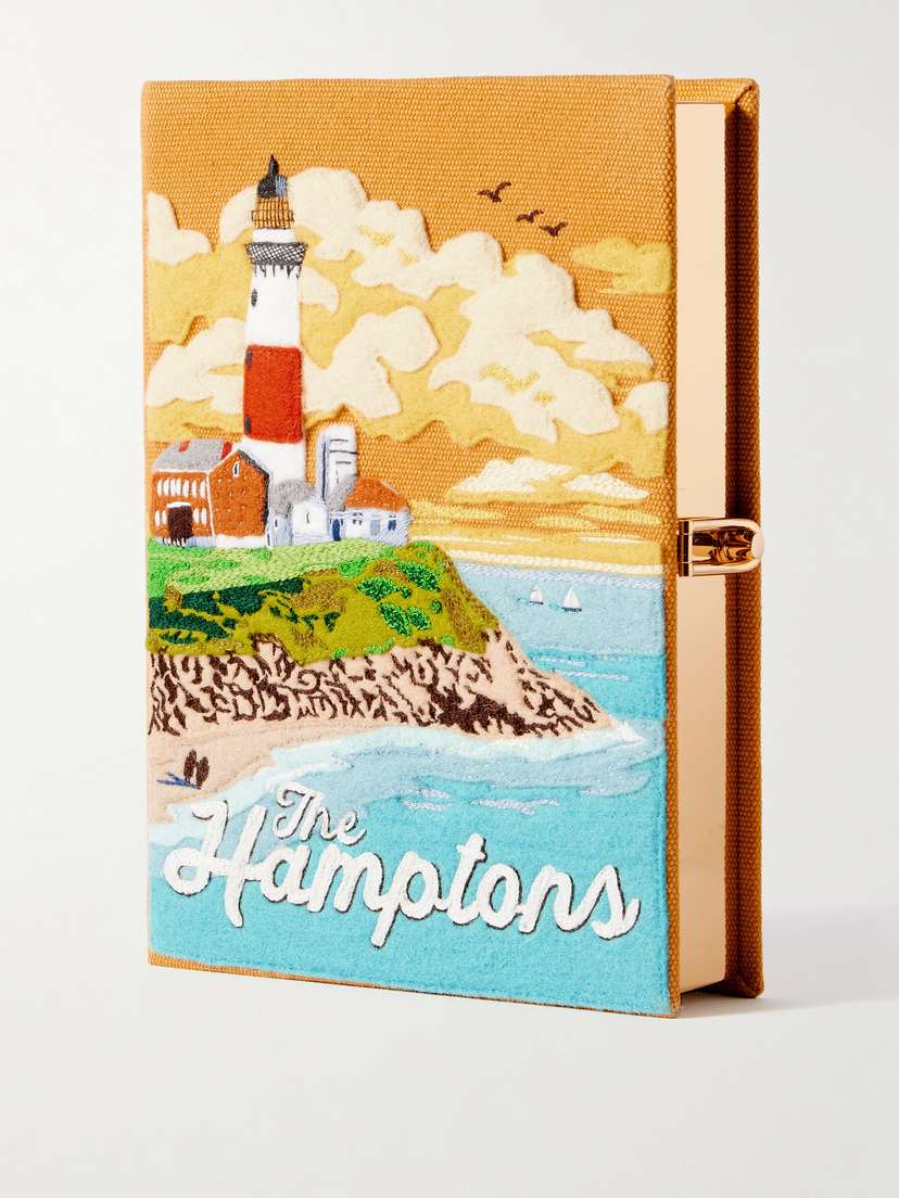 Olympia Le-Tan The Hamptons Embroidered Appliquéd Canvas Clutch