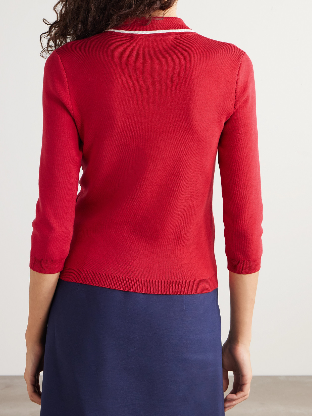 Valentino Cherry Embellished Knitted Top In Red