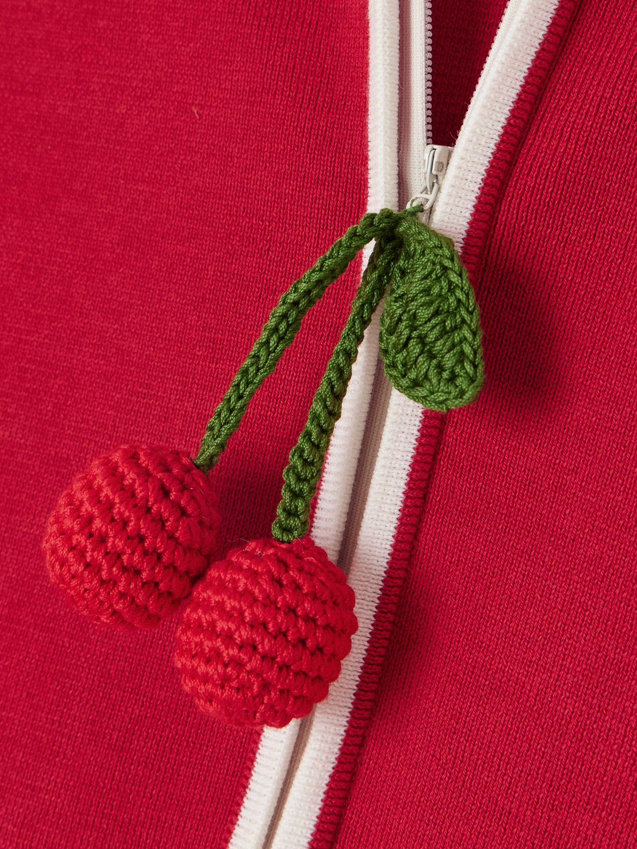 Valentino Cherry Embellished Knitted Top In Red