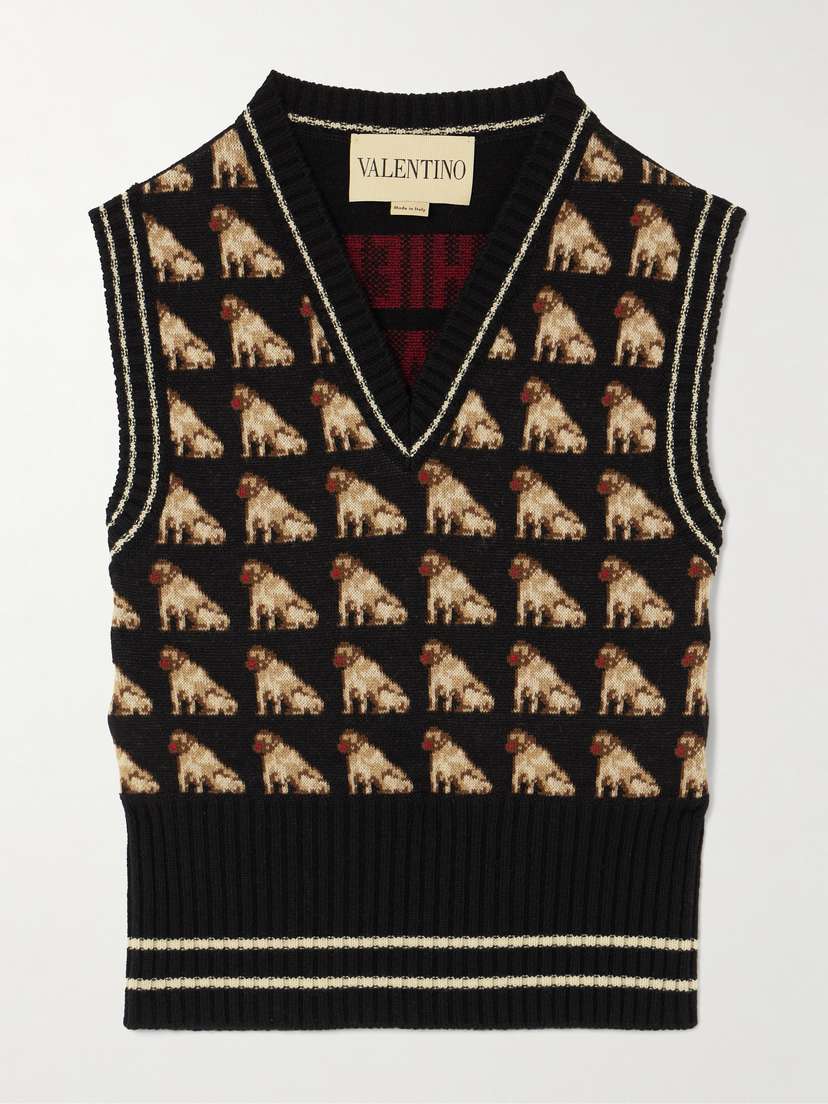 Valentino Garavani Striped Wool-jacquard Vest