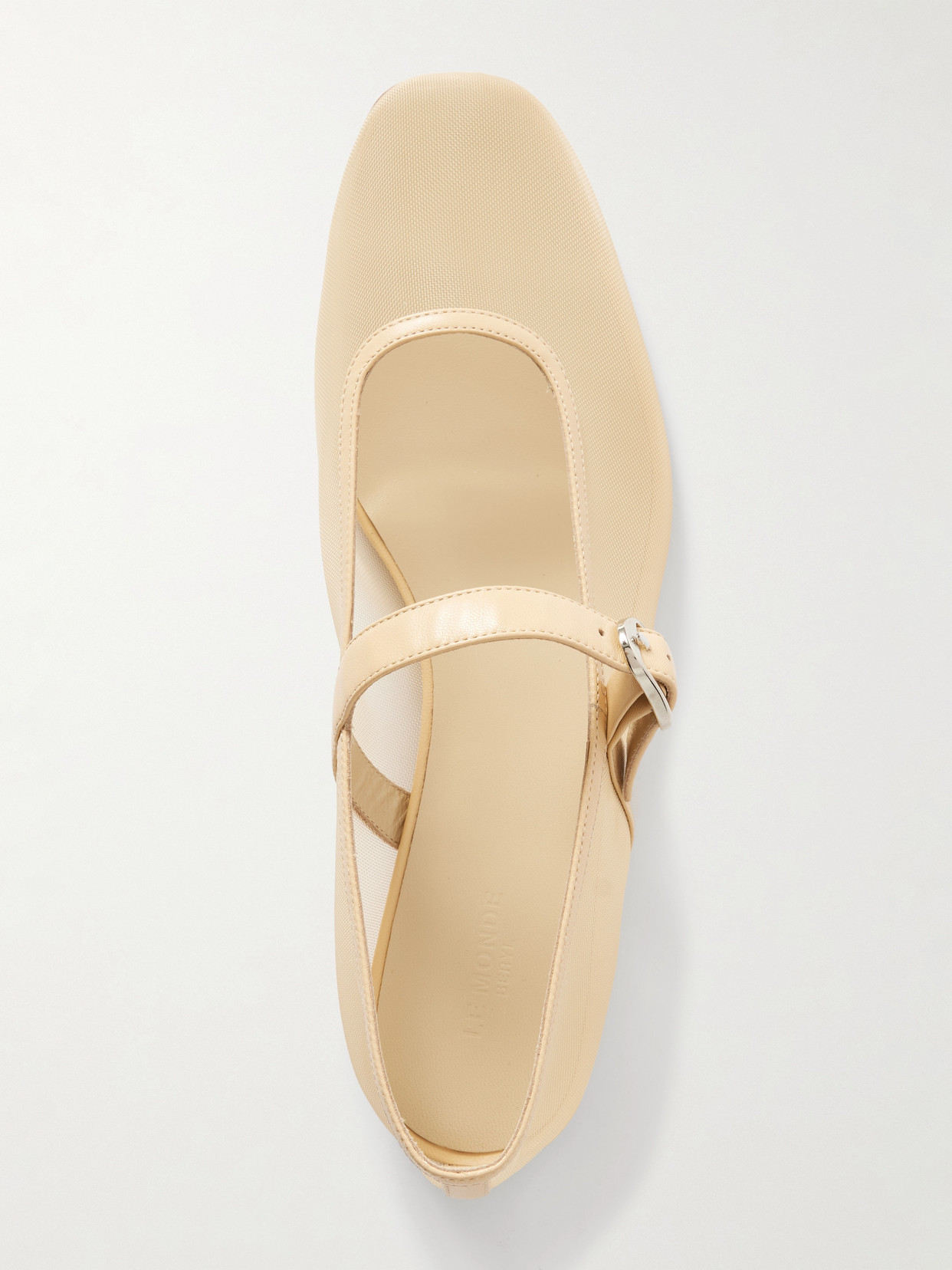 Le Monde Béryl - Leather-Trimmed Mesh Mary Jane Ballet Flats