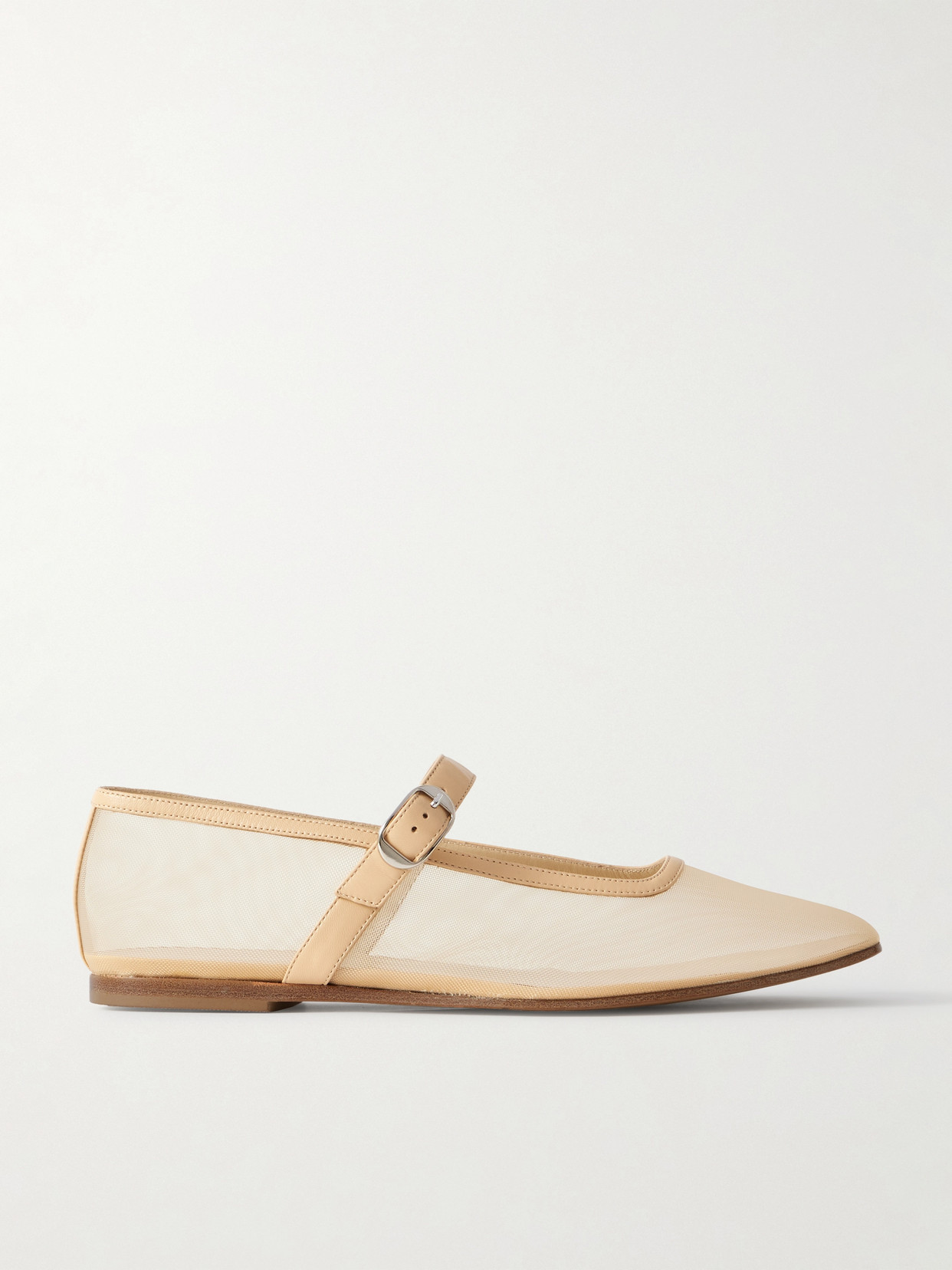 LE MONDE BERYL LEATHER-TRIMMED MESH MARY JANE BALLET FLATS